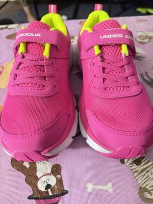 NWT GIRLS UNDER ARMOUR SZ 3Y SHOES PINK/YLW ASSERT 10 AC UA GPS  Regulator