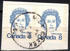 S.O.N. FRAGMENT, NICE POSTMARK: MICA CREEK, BC CARICATURE DEFINITIVES 1974-76