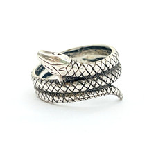 925 Sterling Silver Realistic Snake Wrap Ring Size 8