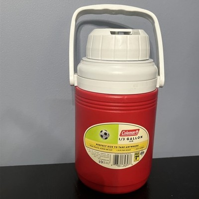 Clean Red Coleman 1/3 Gallon Jug Made in the USA Has New Sticker