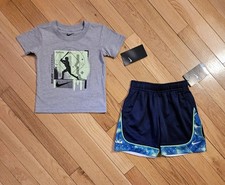 NEW Nike Baby Toddler Boy Baseball Theme Tee  Dri-fit Short Set 2T/24m 