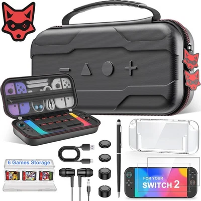 ESYWEN 8 IN 1 Switch 2 Zubehör Switch 2 Tasche mit Switch Case/Schutzhülle Transparent