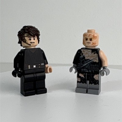 LEGO Minifigures Black Outfit Scarred Torso Damaged Face Set of 2