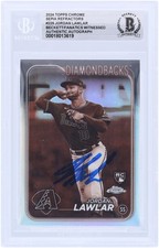 Jordan Lawlar Diamondbacks Signed 2024 Topps Chrome Sepia #229 BAS Rookie Card