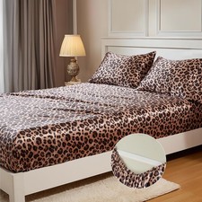 Satin Fitted Sheet Full Size Silky Bottom Sheet W/ Elastic Corner Straps Deep