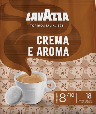 Lavazza Crema E Aroma, Creamy and Aromatic Flavour, Medium Roast, 18 Pads