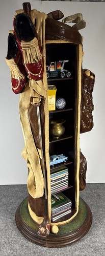 Vintage Whimsical Treasures Golf Bag CD Holder Shelf Statue. Man Cave She Shed