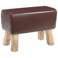 Bank 60 X 30 X 45 Cm Echtes Leder Dunkelbraun