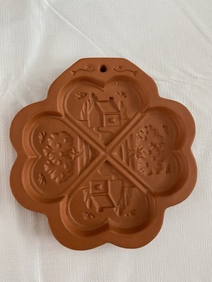 Fox Run Craftsmen Terracotta Cookie Mold - Four Hearts House And Trees