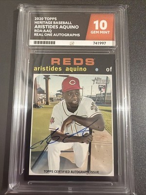 2020 - TOPPS HERITAGE BASEBALL - ARISTIDES AQUINO - REAL ONE AUTOGRAPHS - ACE GM 10
