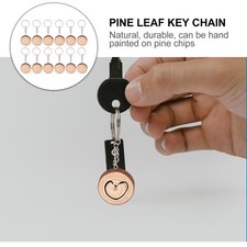 Stylish Light Brown Wooden Keychain Pendant Durable Creative Decorative Key Ring