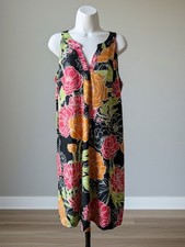 Tacera Women's Plus Sz 2X Midi Dress Floral Colorful Pattern Boho