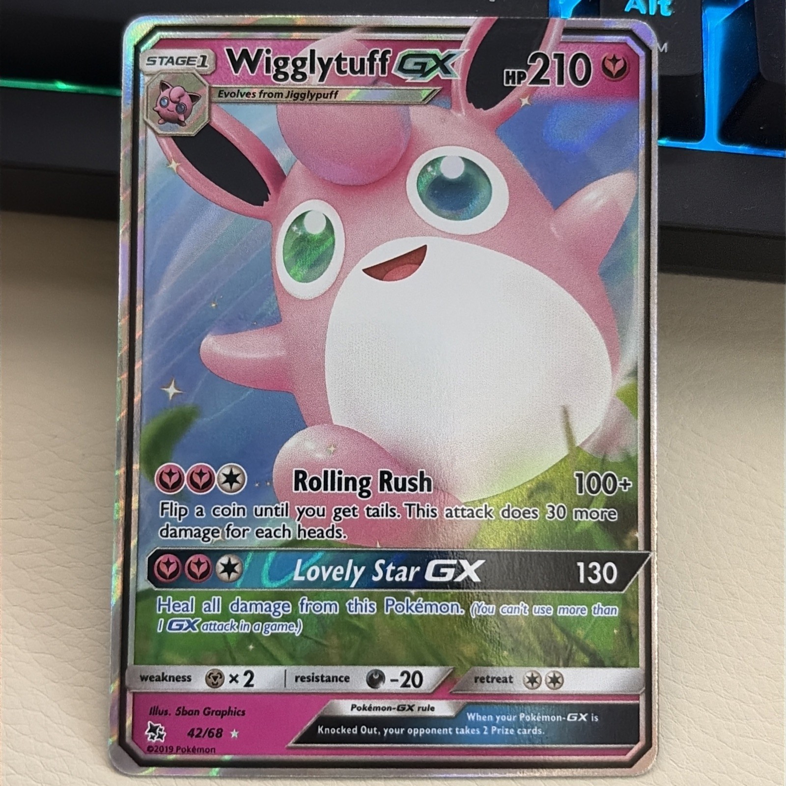 Wigglytuff GX 42/68 Holo GX Rare Hidden Fates Pokemon NM