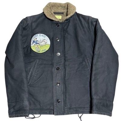 BUZZ RICKSON'S N-1 Deck Jacket Blouson Men 36 faded Navy Patch Custom COMATIC 