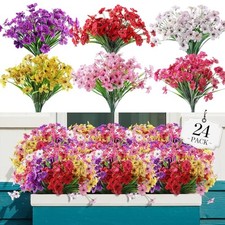 24 Bundles Artificial Flowers for Outdoor,No Fade Fake 24 PCS Mix 6 Colors