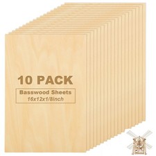 10Pcs 16 x 12 x 1/8 Inch Basswood Sheets, Unfinished Wood Boards, 3mm Basswoo...