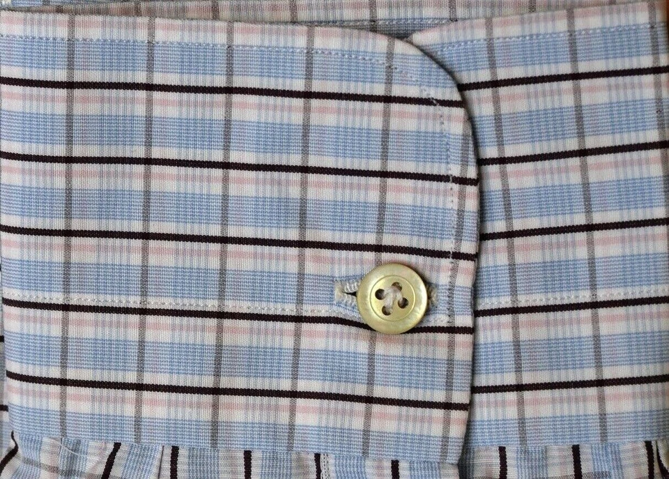 Camicia uomo KITON fatta a mano bianca a quadri slim taglia 15,75 nuova con etichette 600€ - Immagine 3 di 4