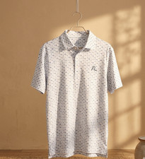 New RHOBACK  The shark Navy Men's Short Sleeve Performance Polo 32