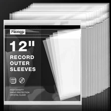 Facmogu 100PCS 12 Inch Premium Record Sleeves, LP Outer Sleeves Vinyl Sleeves A