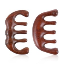 Ouligay 2PCS Wooden Scalp Massager Sandalwood Wide Tooth Combs Wood Small