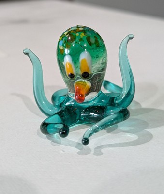 Blown Glass Octopus Sculpture Squid Miniature Figurine Hand Art Collectible