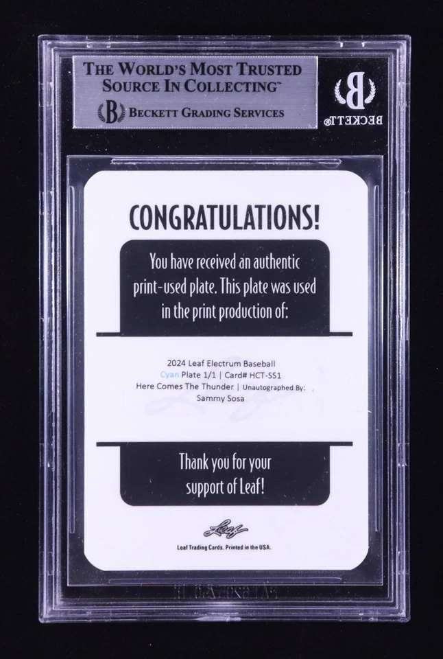 SAMMY SOSA 2024 Leaf Electrum (Here Comes the Thunder) Auto Print Plate #1/1 🔥 - Image 2 of 2