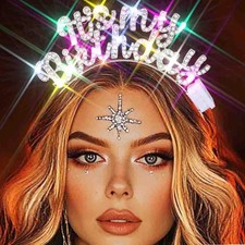 Light Up Led Rhinestone Happy Birthday Headband Party Hair Accessories Women