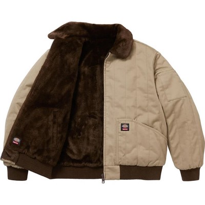 Supreme Dickies Reversible Quilted Faux Fur Work Jacket Tan | eBay