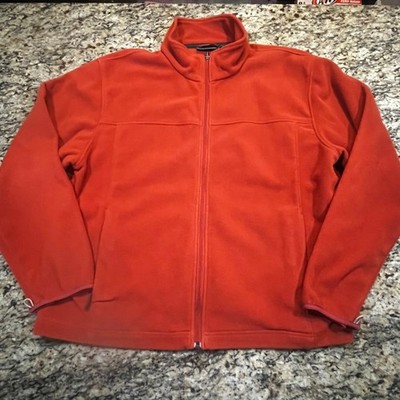 LL Bean Mens XL Full Zip Fleece Jacket Burnt Orange Mock Neck  Regular