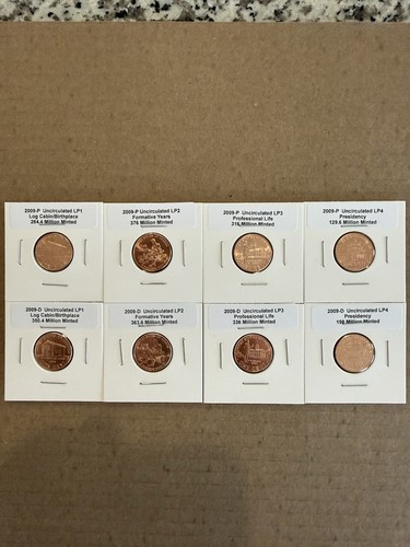 2009-P D Lincoln Bicentennial Small Cent LP1-LP4 8 Coins Set, UB, HOT Item