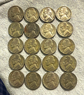 20 Coin Lot Jefferson Silver War Nickels P&S Mint Mark Estate Find Roll
