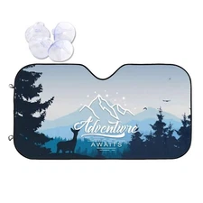 Adventure Awaits Windshield Sun Shade Cover Foldable Curtains Sun Visor Keeps Yo