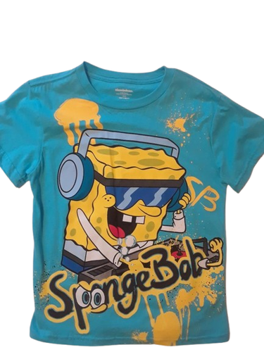 Boys/Girls Unisex Youth Spongebob Blue Short Sleeve T Shirt Size 10/12 - Picture 6 of 11