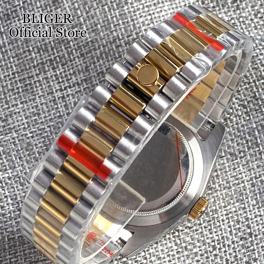 39mm Japan NH35A Roman Index Men Automatic Watch Silver Gold