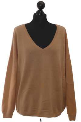 absolutely cashmere Angele women's sweater S brown tan oversized cashmere New