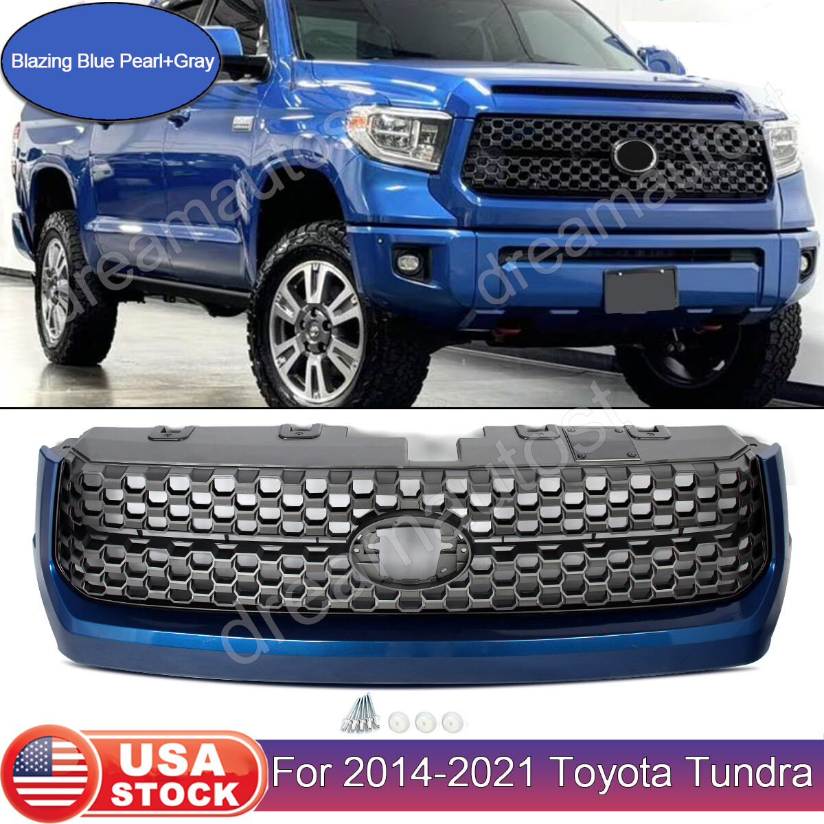 Fits 2014-2021 Toyota Tundra Front Grille Blazing Blue