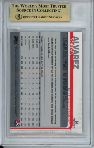 YORDAN ALVAREZ BECKETT BGS 10 PRISTINE 2019 TOPPS PRO DEBUT ROOKIE CARD RC - Picture 2 of 2