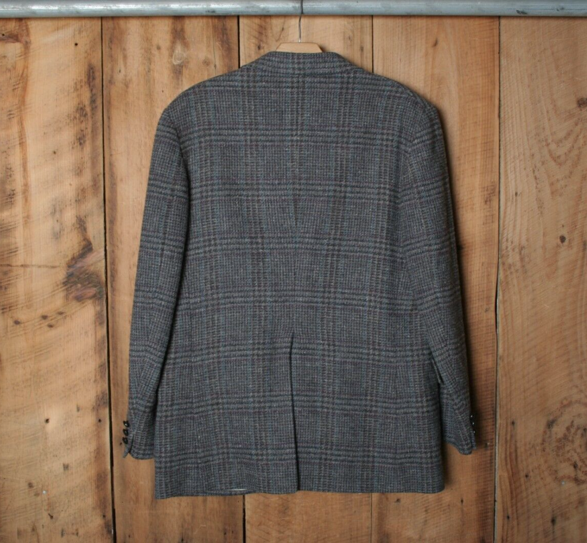Vintage PENDLETON Gray/Blue/Purple Plaid 100% Wool Sport Coat Sz