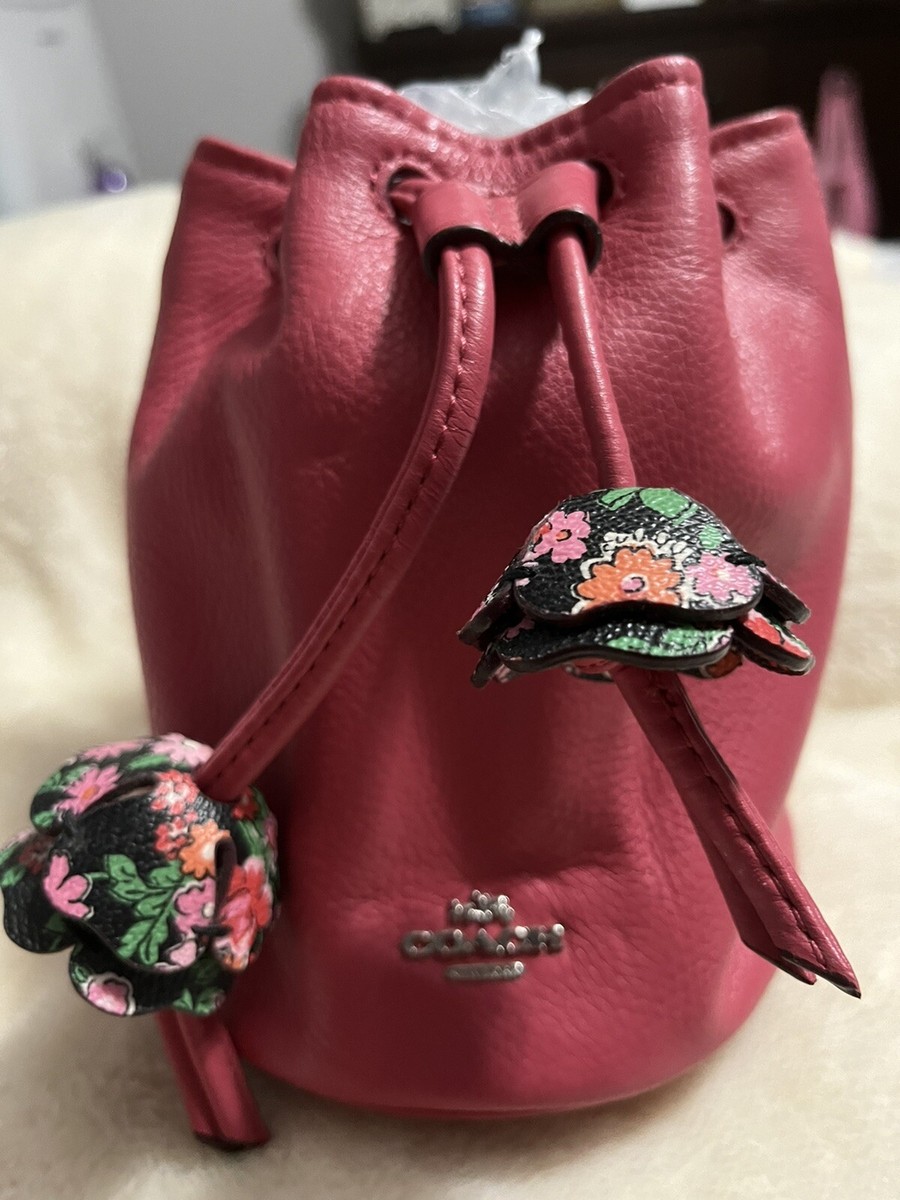 美品✨Coach Accessory Pouch Leather Pink Coach Drawstring Pouch Pink Wristlet F56581 Leather COACH