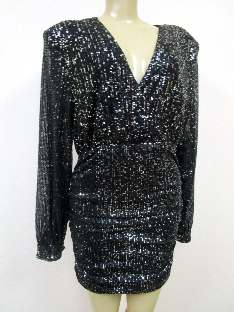 Sequin Eve Shein Clothing Sequin Dress SheIn Black Silver Long Sleeve Knee Length Size M Sequin Eve Shein Clothing Sequin Dress SheIn Black Silver Long Sleeve Knee Length Size M