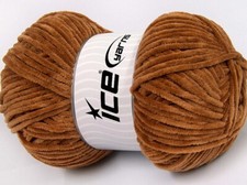 4-Skein Lot Chenille Baby Light Yarn 4x100g Light Brown