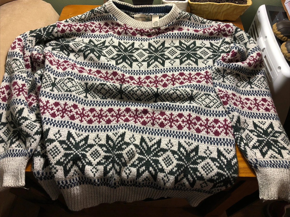 Vintage Fieldmaster Holiday Winter Sweater Size Large RN 15099 100 Cotton