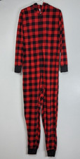 North Pole Trading Co Unisex Onepiece Pajamas Red Black Buffalo Check Plaid Sm