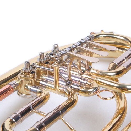 Cuerno tenor K Glaser Bb 3 válvulas, tubo de boca de latón dorado, rótulas, estuche - Imagen 3 de 5