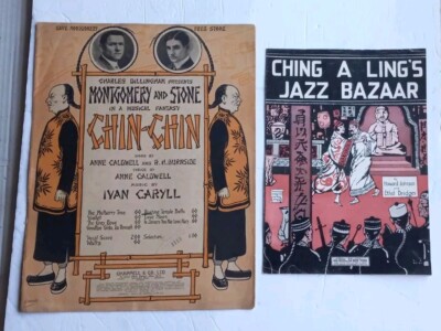 Lot of 2 - 1914 Sheet Music  CHIN-CHIN 1914 & 1920 CHING A LING'S BAZAAR Asian 