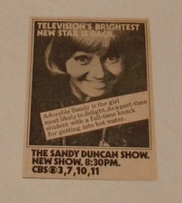 1972 small CBS tv ad ~ THE SANDY DUNCAN SHOW Adorable Sandy