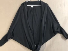 Sub Urban Riot Women Thin Knit Cardigan Open Front Bat Wing SMALL Black/Navy USA