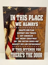 USA Patriot Salute Our Flag Support Our Troops Metal Tin Sign Decor 16"x12"