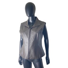 Mark Alan Womens Sz Xl Leather Vest Black Zip Up Motorcycle Western