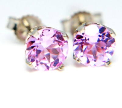 2ct Natural VS Baby Pink Sapphire 14K Solid White Gold Stud Earrings Wedding